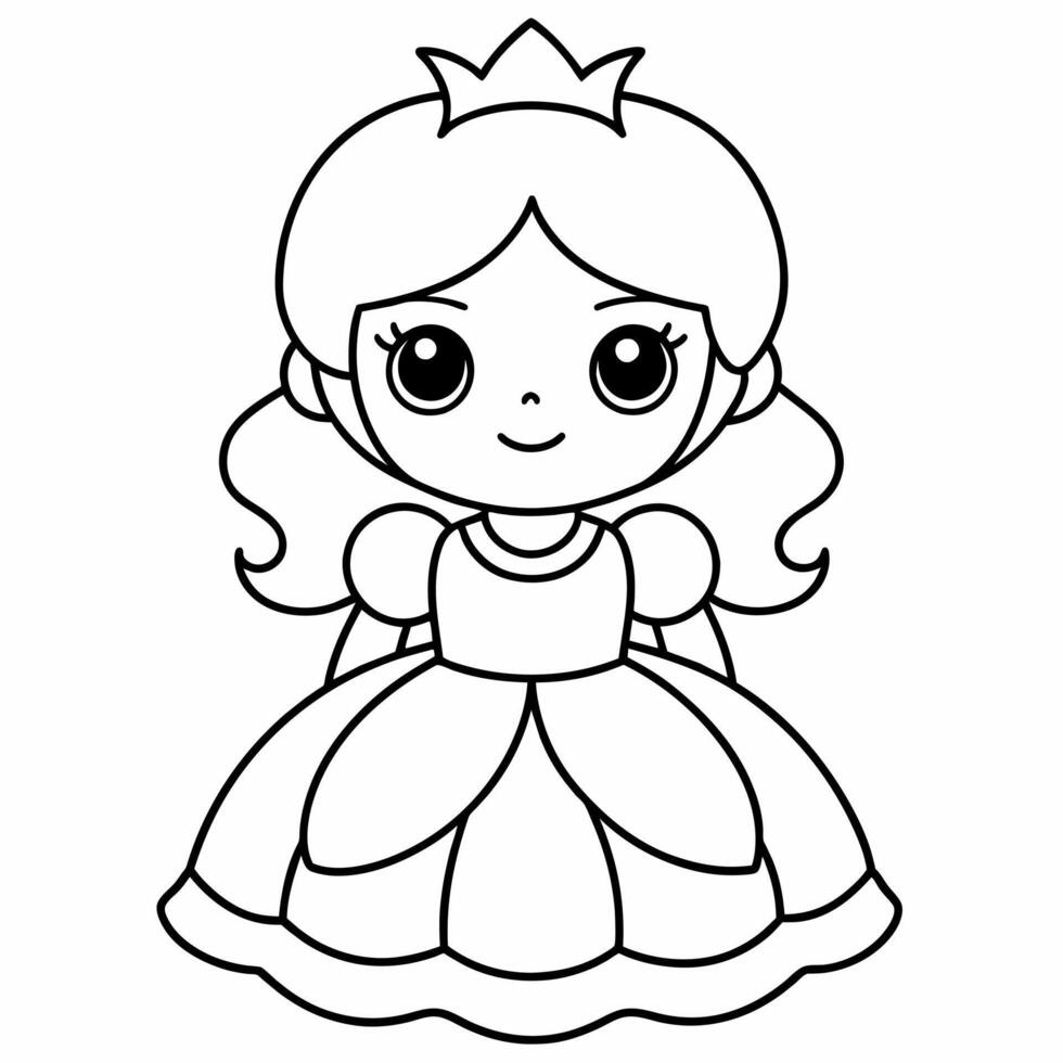 Princesse noir et blanc vecteur illustration pour coloration livre