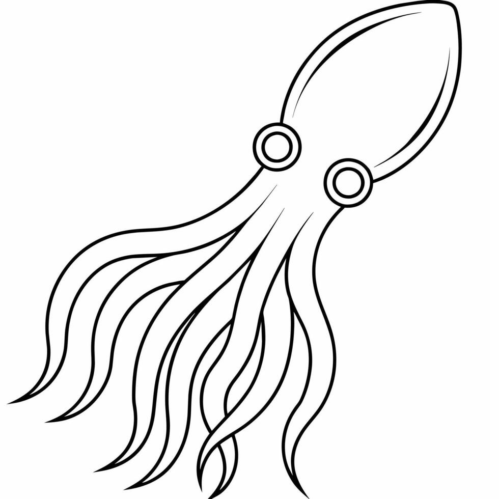 calamar noir et blanc vecteur illustration pour coloration livre