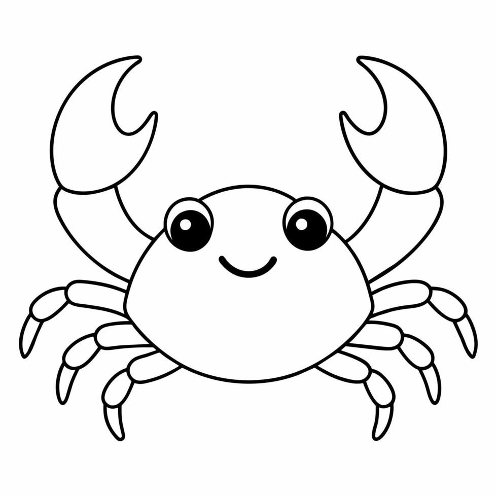 une coloration livre cette spectacles une Facile dessin de une crabe. vecteur