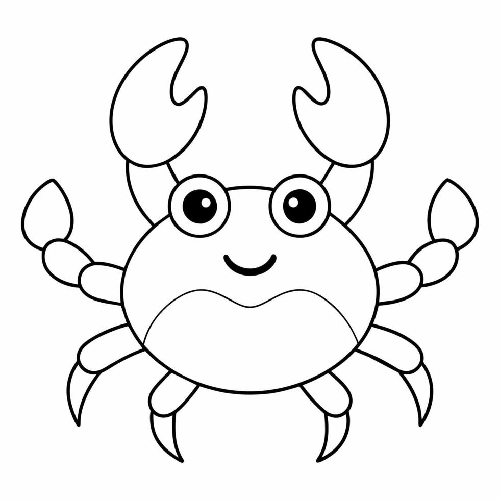 une coloration livre cette spectacles une Facile dessin de une crabe. vecteur