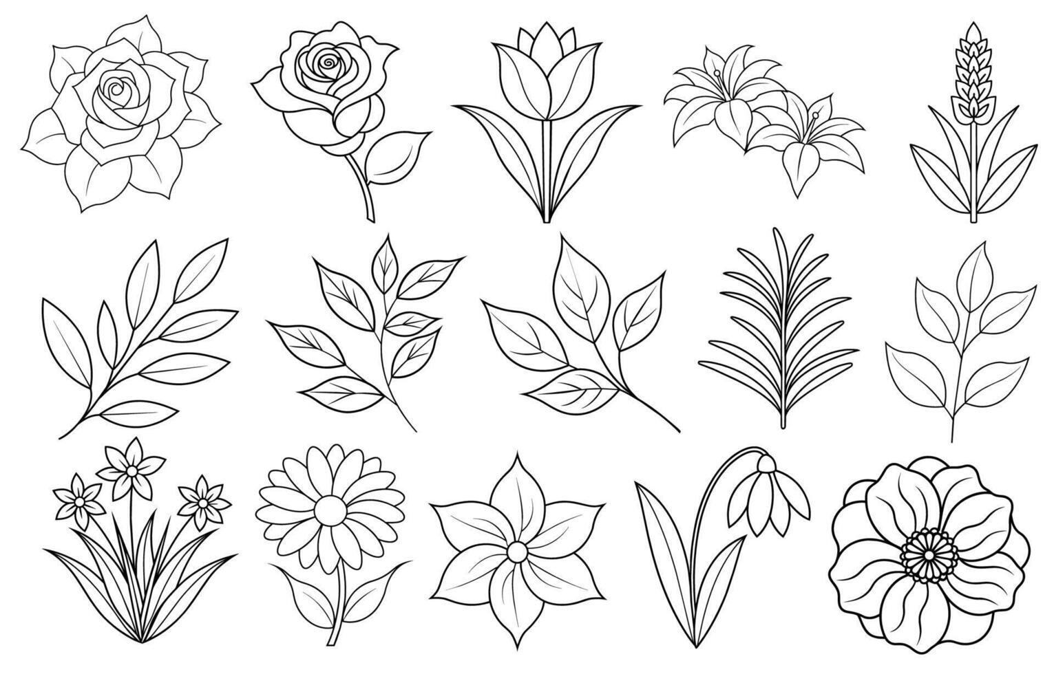 collection de fleur et feuille éléments pour conception pour invitation, salutation carte, citation, Blog, affiche. vecteur