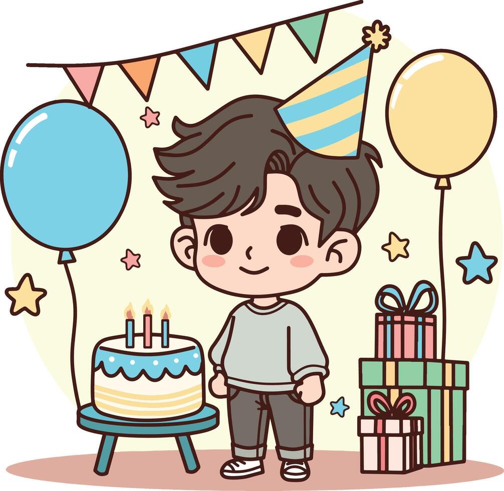 peu enfant anniversaire dessin animé vecteur