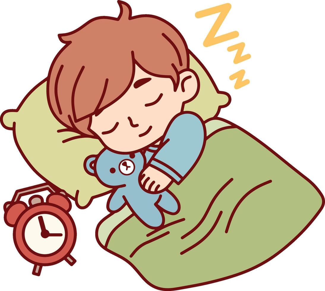 peu enfant en train de dormir dessin animé vecteur