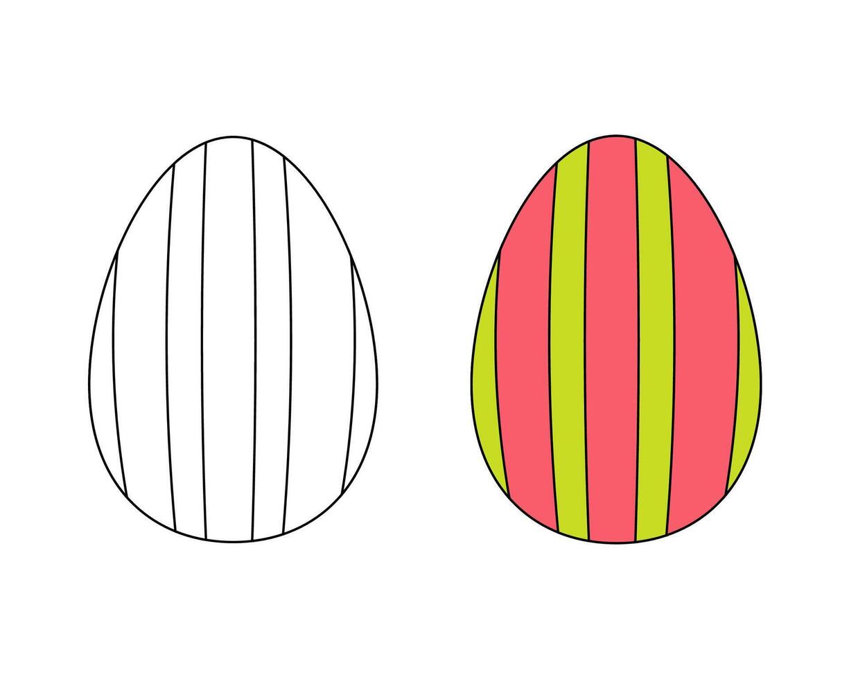 une ensemble de deux Pâques des œufs. coloré noir et blanc Pâques des œufs. coloration livre. contour dessin vecteur