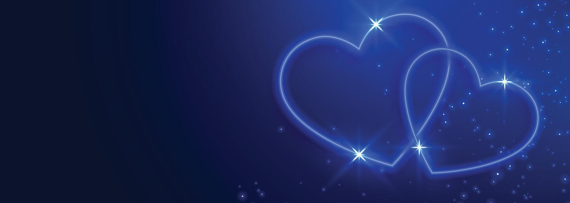 magnifique bleu cœurs bannière avec texte espace vecteur