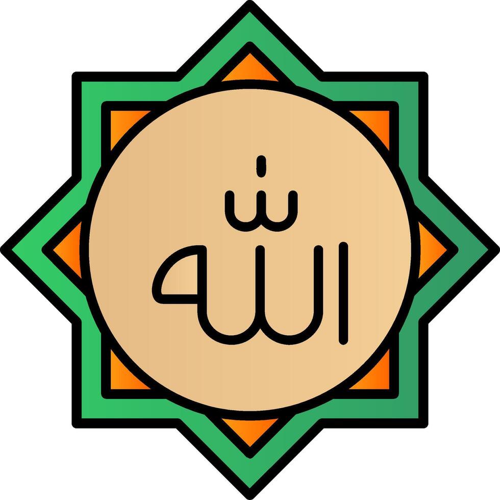 Allah rempli pente icône vecteur