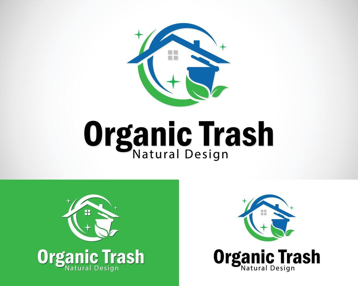 biologique poubelle logo Créatif la nature laisser nettoie conception concept déchet vecteur