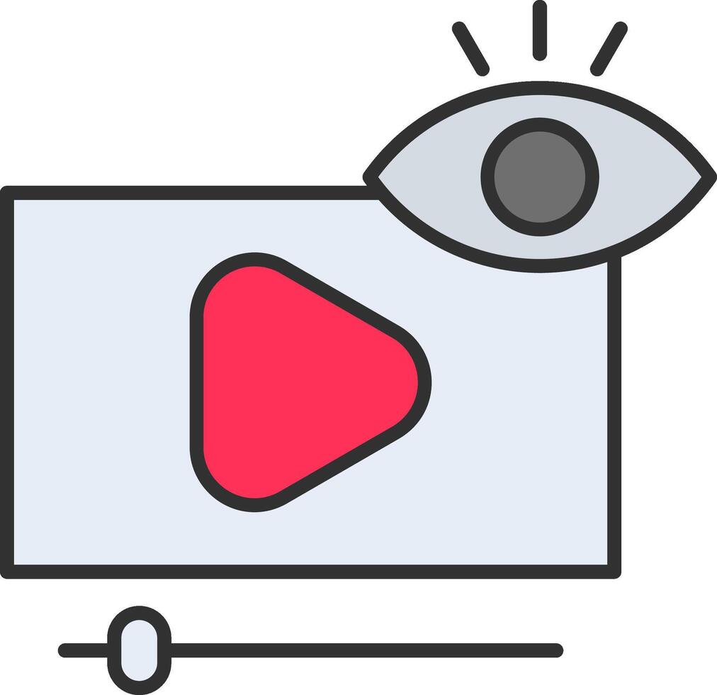 vidéo vues ligne rempli lumière icône vecteur