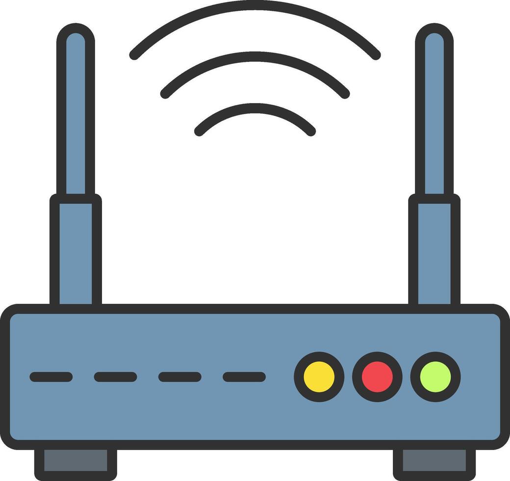 Wifi routeur ligne rempli lumière icône vecteur