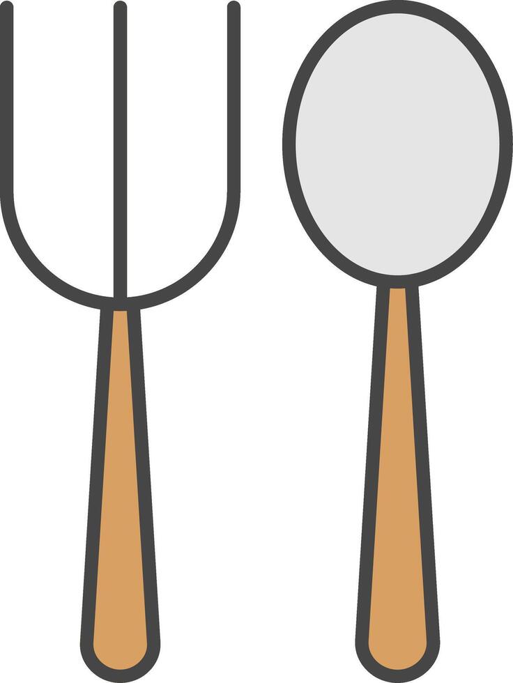 fourchette cuillère ligne rempli lumière icône vecteur