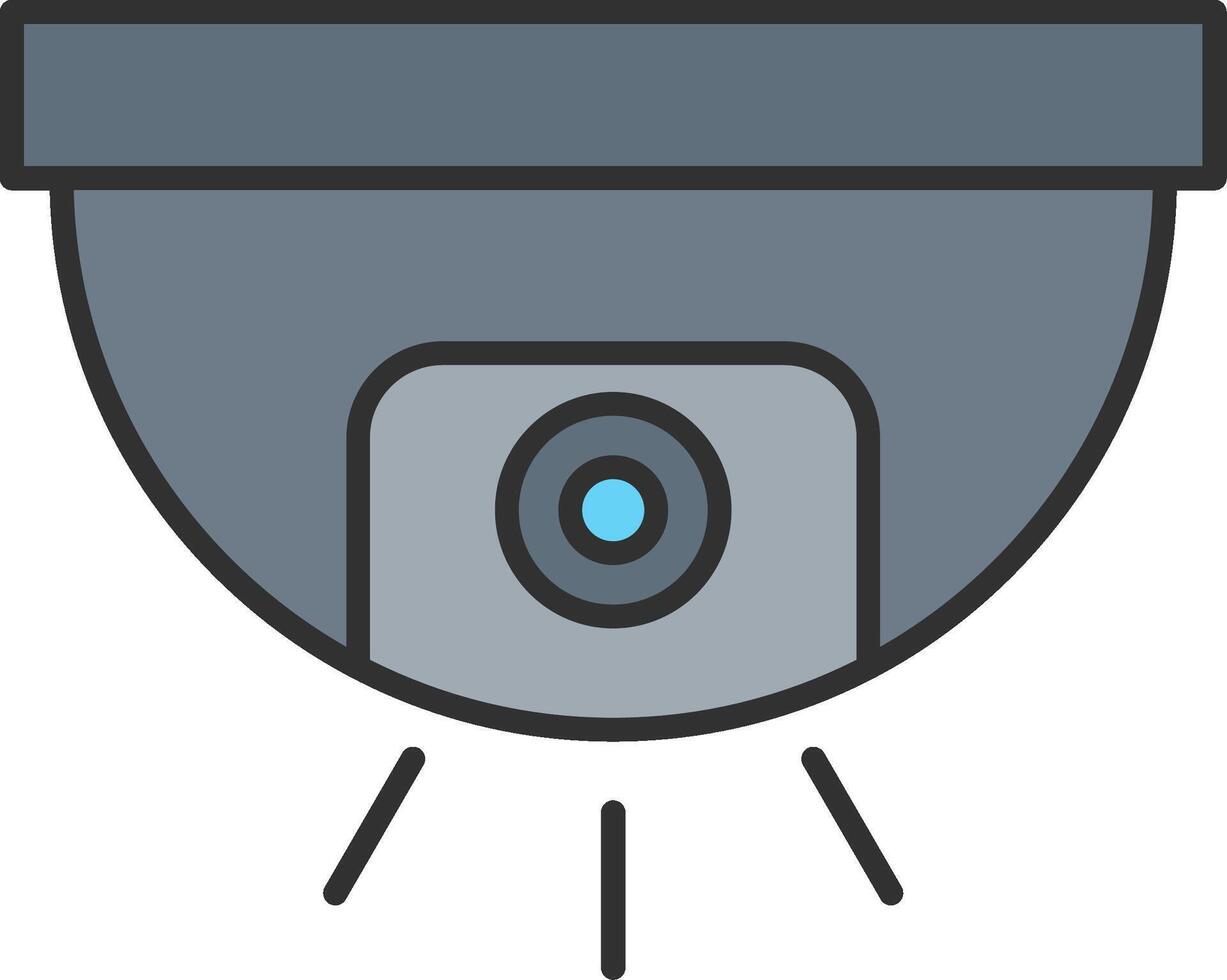 vidéosurveillance ligne rempli lumière icône vecteur