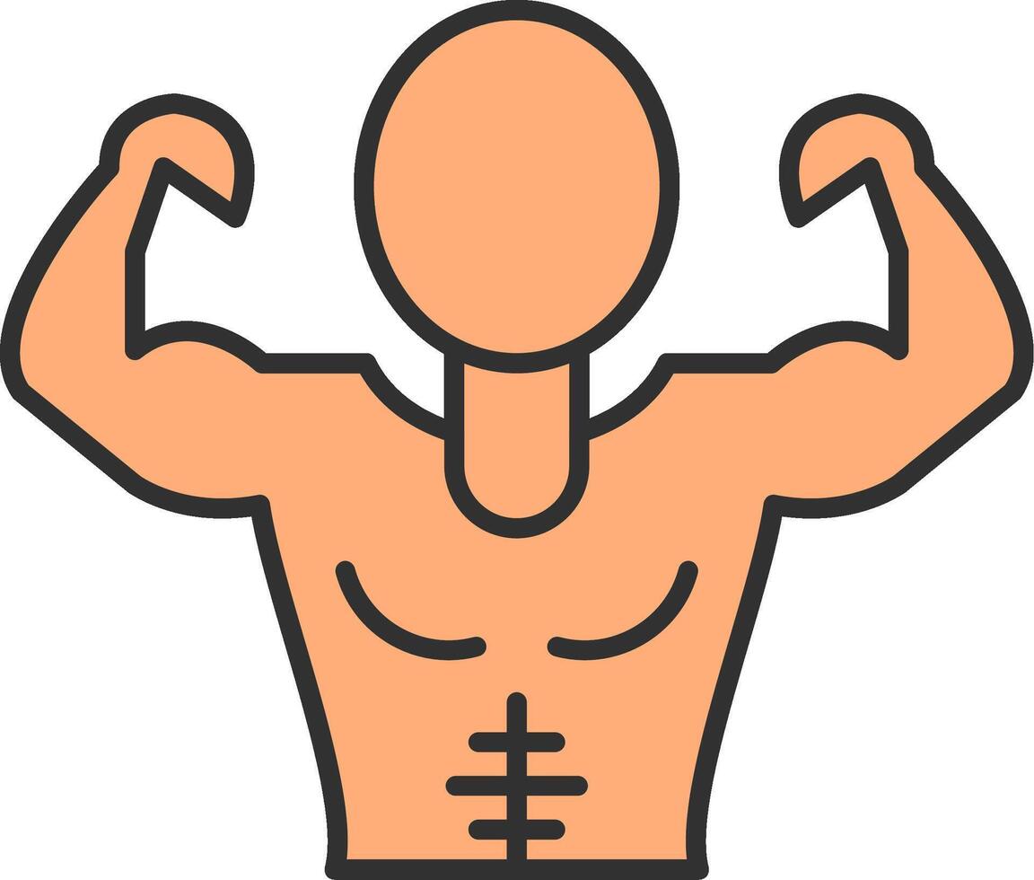 muscle homme ligne rempli lumière icône vecteur
