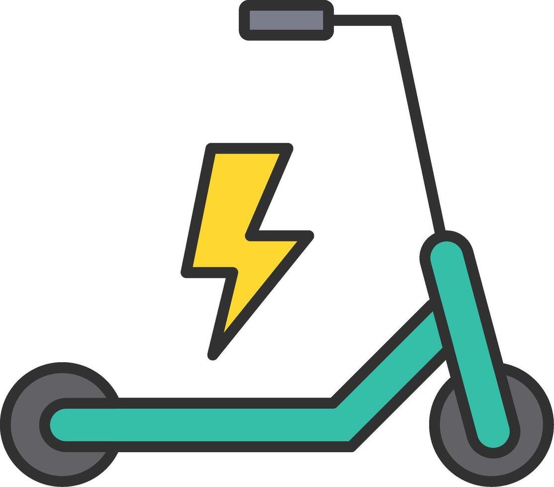 électrique scooter ligne rempli lumière icône vecteur