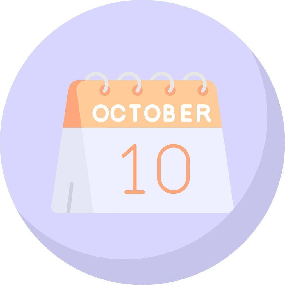 10e de octobre glyphe plat bulle icône vecteur