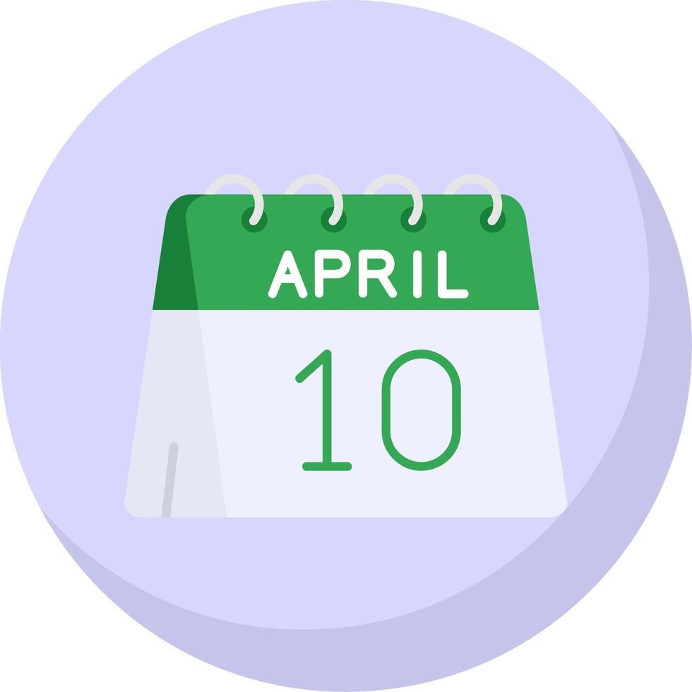 10e de avril glyphe plat bulle icône vecteur