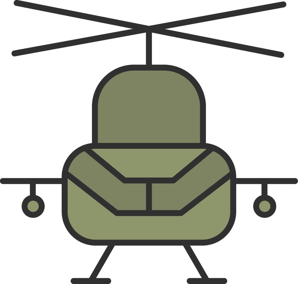 militaire hélicoptère ligne rempli lumière icône vecteur