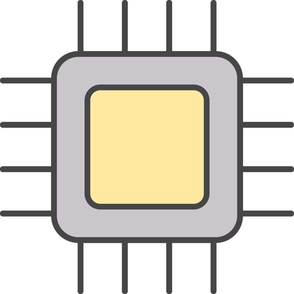 CPU ligne rempli lumière icône vecteur