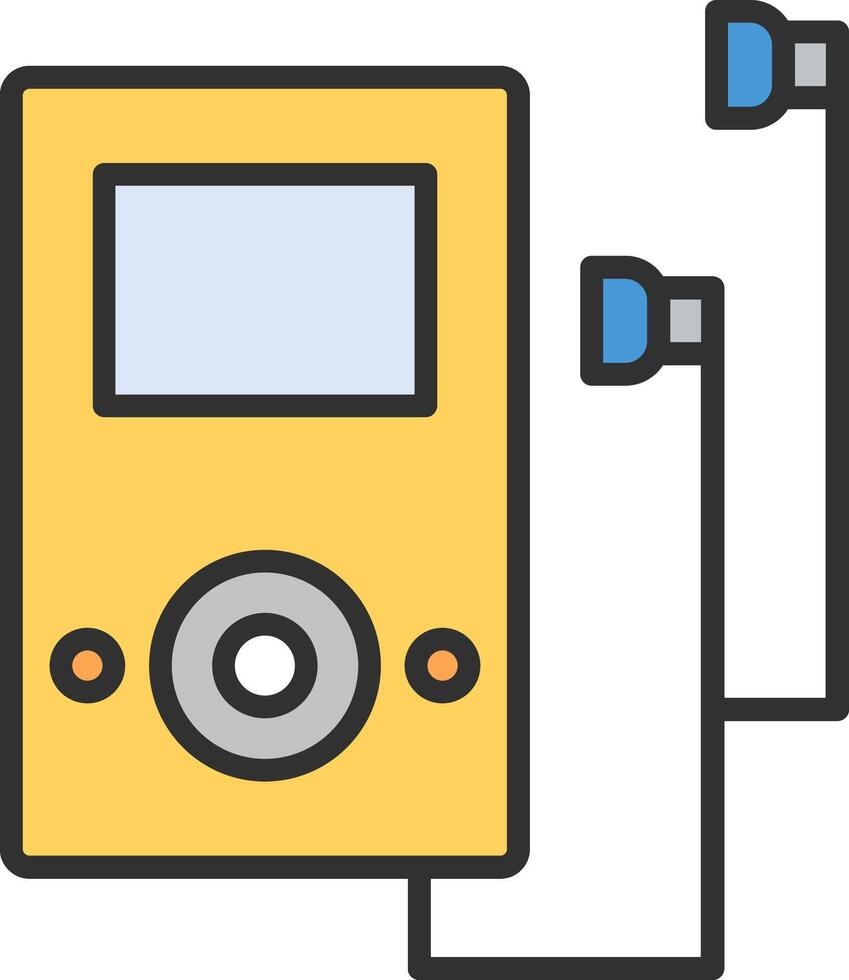 la musique joueur ligne rempli lumière icône vecteur