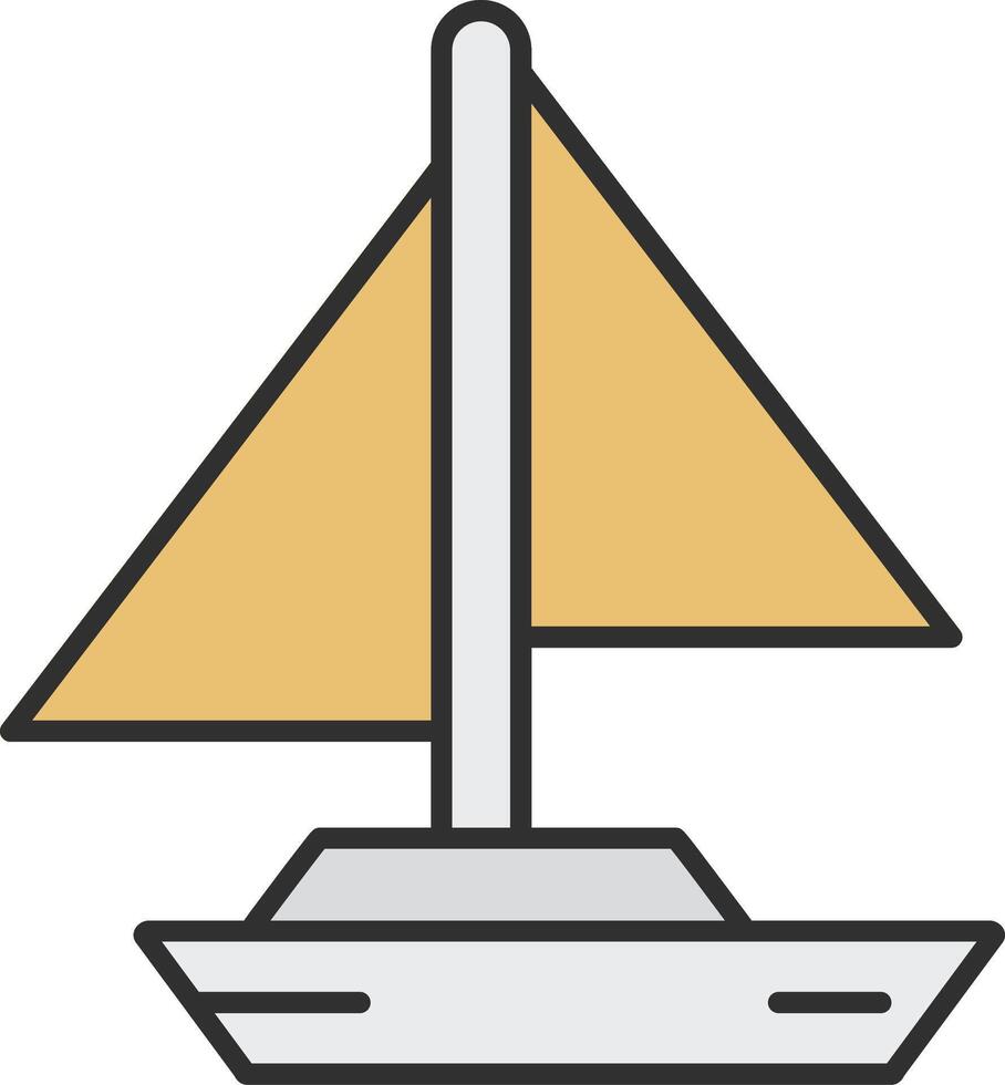 petit yacht ligne rempli lumière icône vecteur