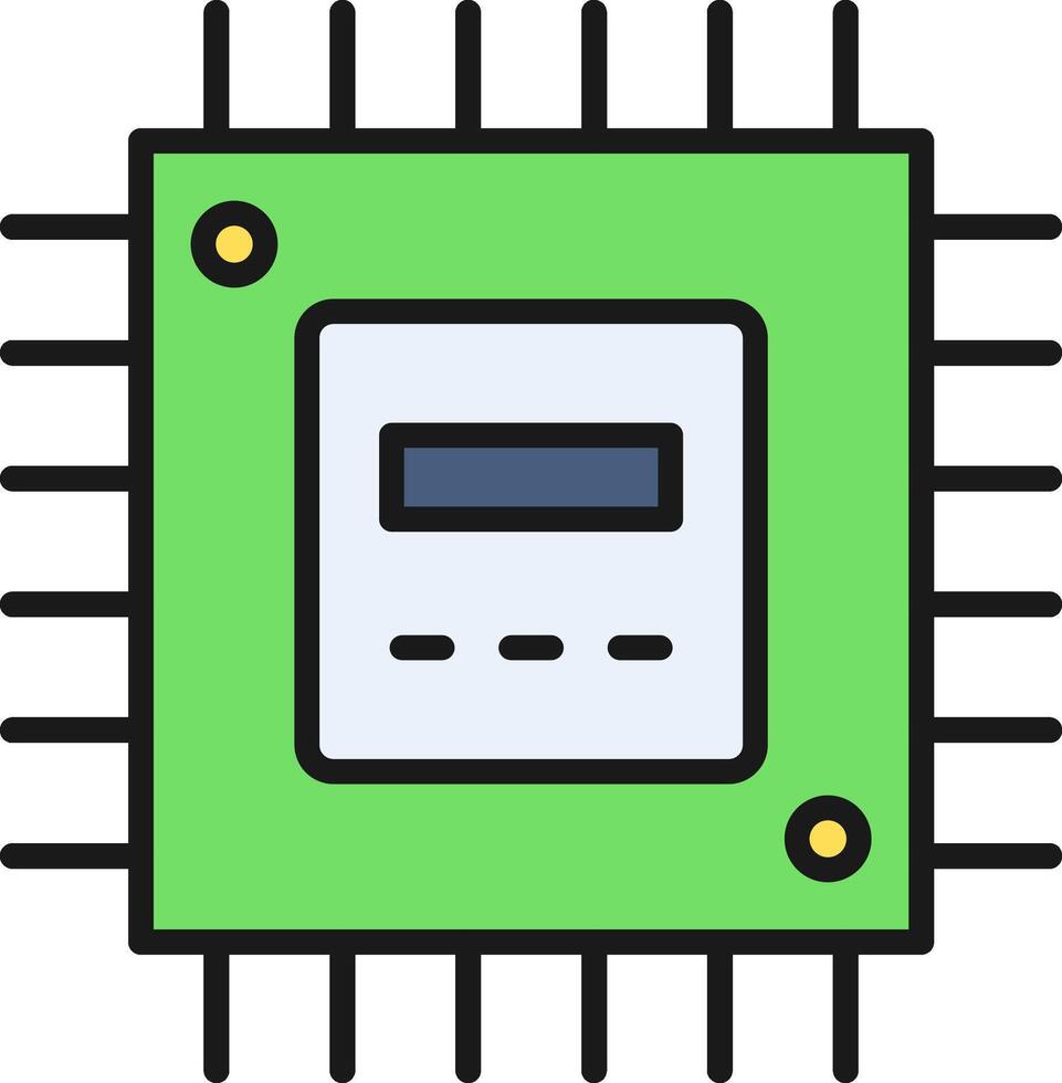 processeur ligne rempli lumière icône vecteur