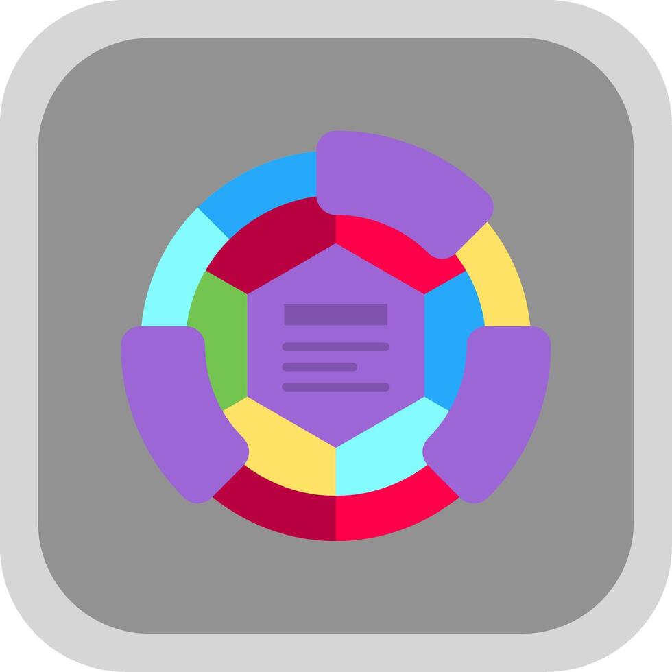 diagramme plat rond coin icône vecteur