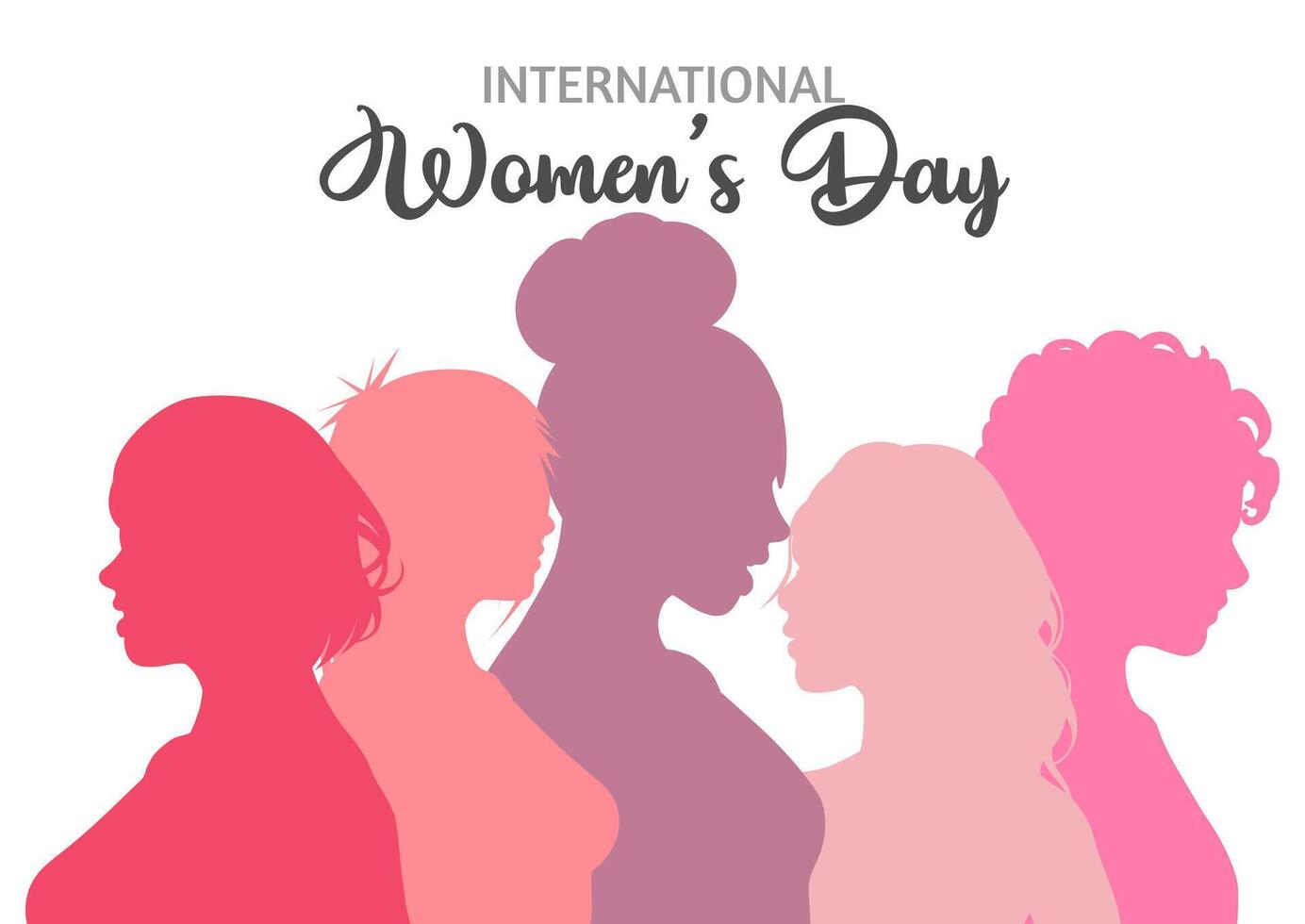 international aux femmes journée Contexte avec femelle silhouettes vecteur