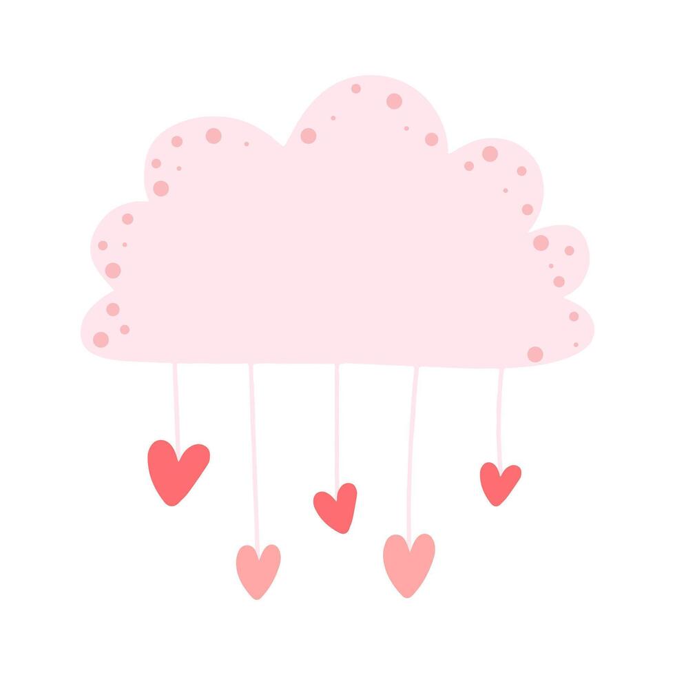 dessin animé nuage avec cœurs sur blanc Contexte. l'amour et la Saint-Valentin journée concept. parfait pour bébé douche, anniversaire, enfants faire la fête, Vêtements impressions. vecteur