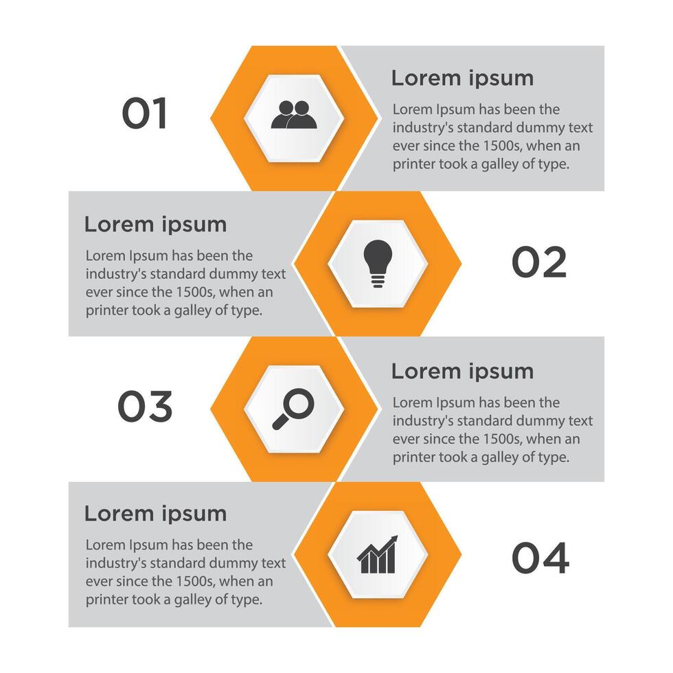 processus infographie conception 4 étape avec icône vecteur