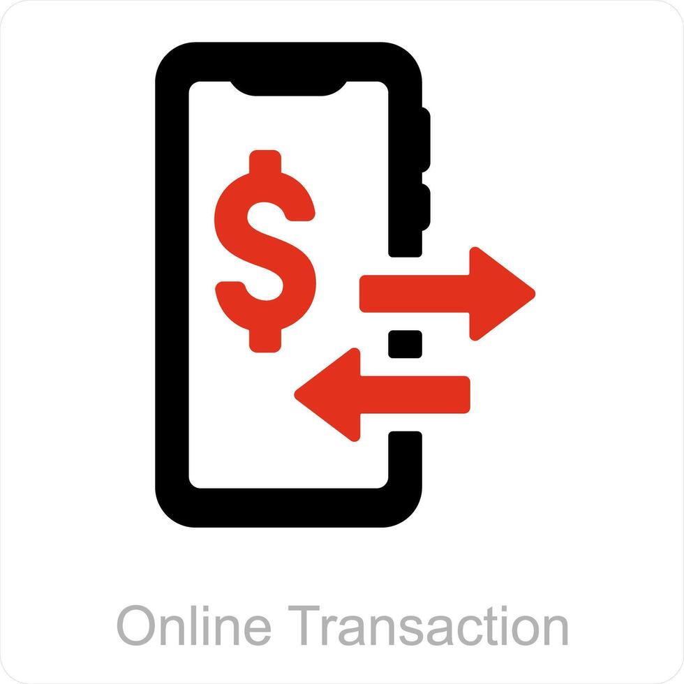 en ligne transaction et en ligne argent icône concept vecteur