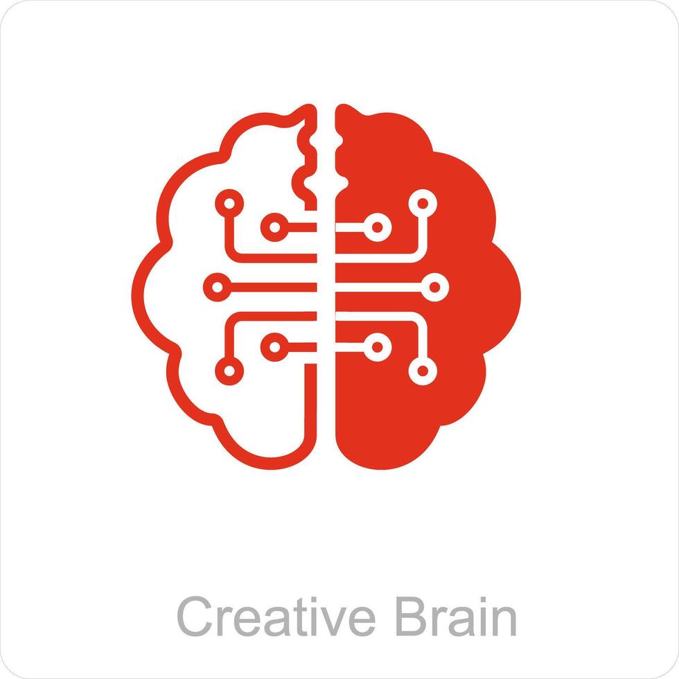 Créatif cerveau et gros Les données icône concept vecteur