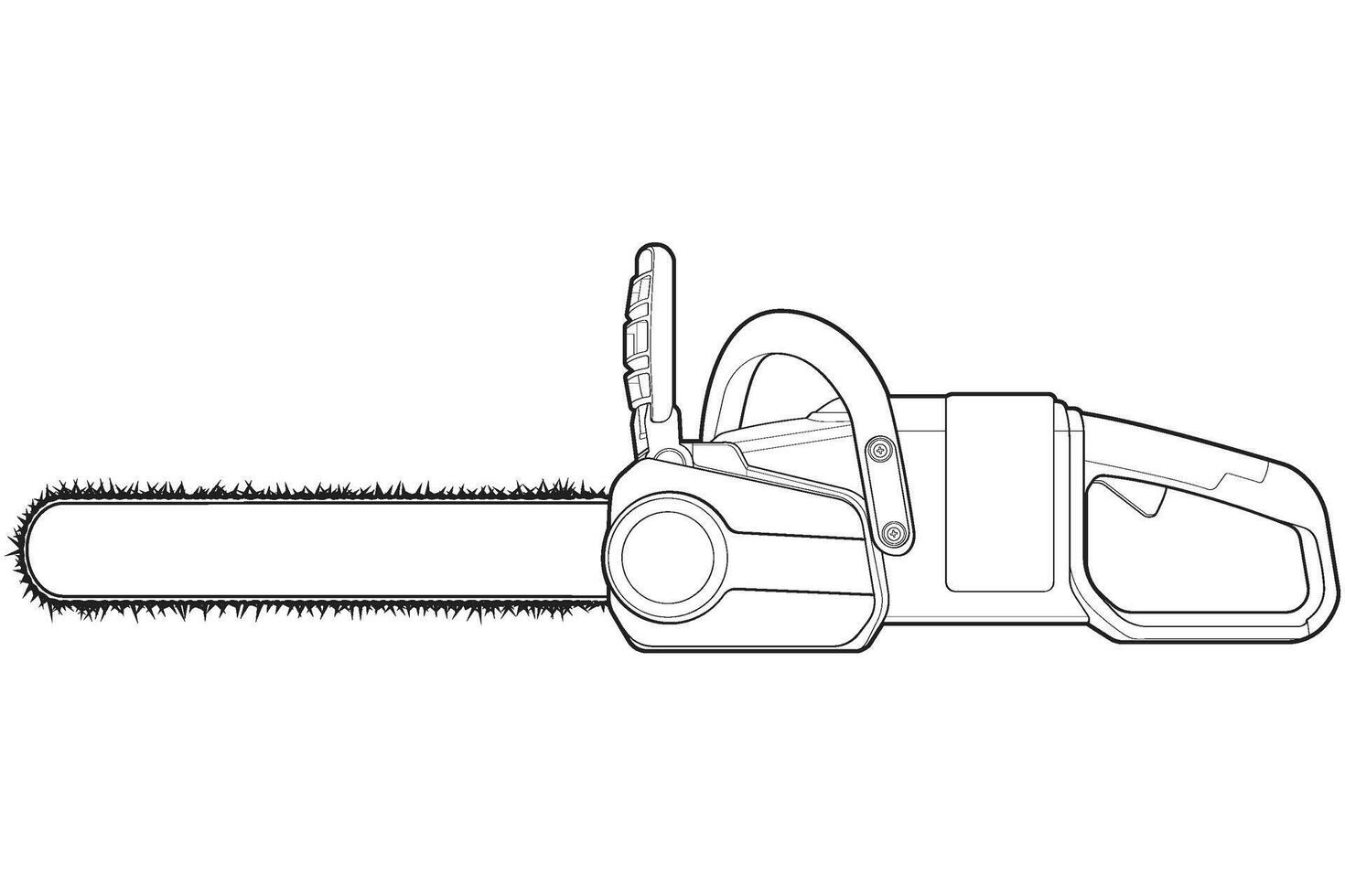 tronçonneuse isolé illustration, vecteur ligne art, tronçonneuse vecteur, essence chaîne scie, moderne tronçonneuse, tronçonneuse concept, ligne vecteur.