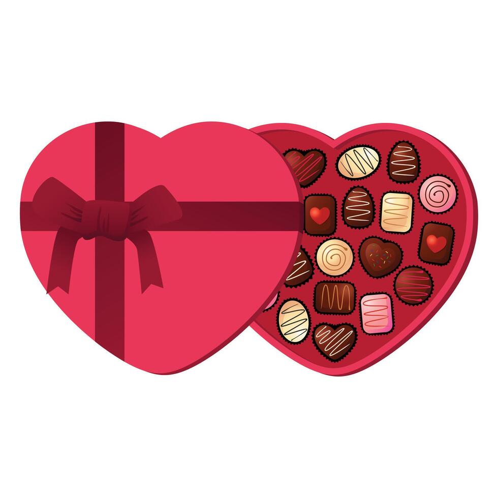 Valentin vecteur icône atout de Chocolat bonbons dans divers forme et saveur dans boîte l'amour forme avec ruban thèmes gratuit modifiable pour conception