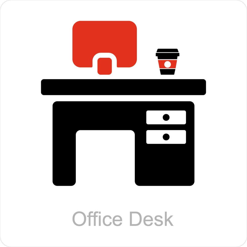Bureau bureau et meubles icône concept vecteur