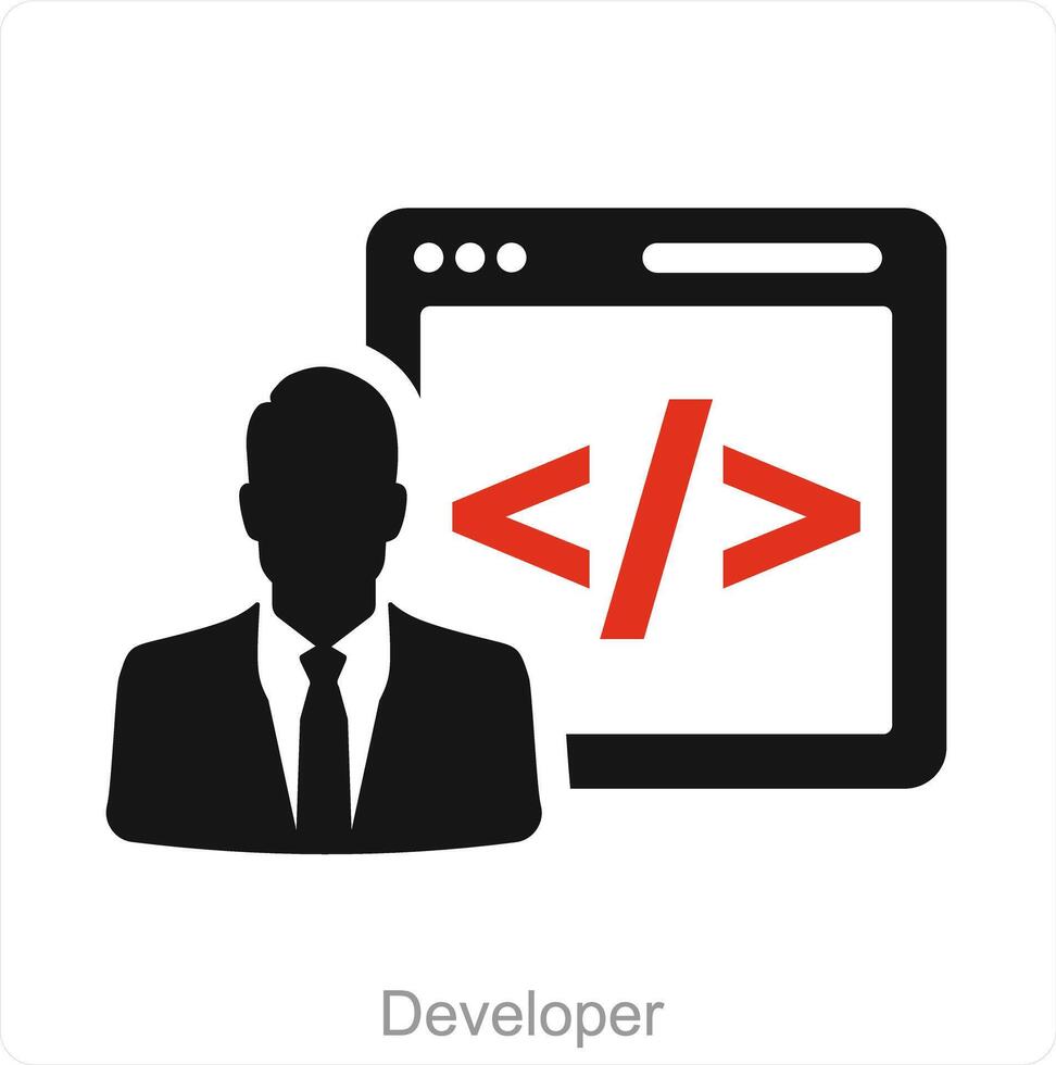 développeur et code icône concept vecteur