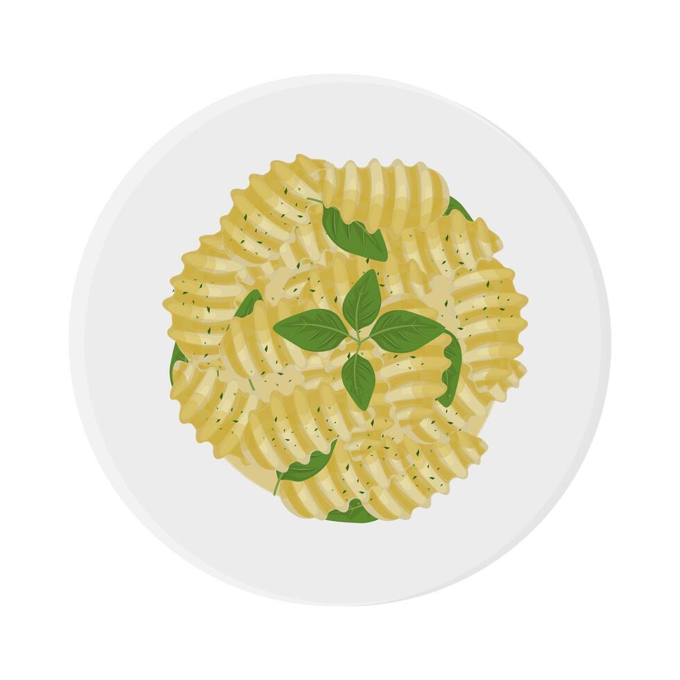 Haut vue Gnocchi Pesto vecteur illustration logo