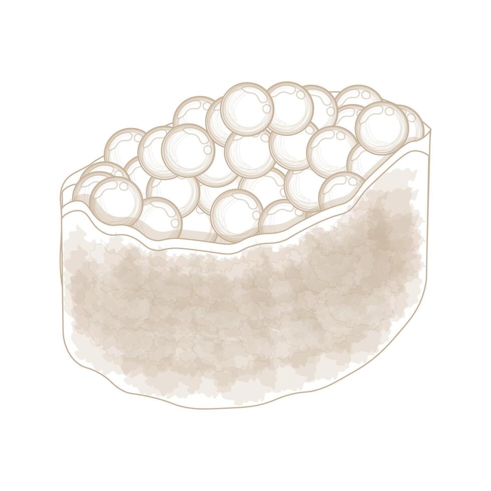 Facile ligne art Saumon des œufs Sushi ou Sushi ikura vecteur illustration logo