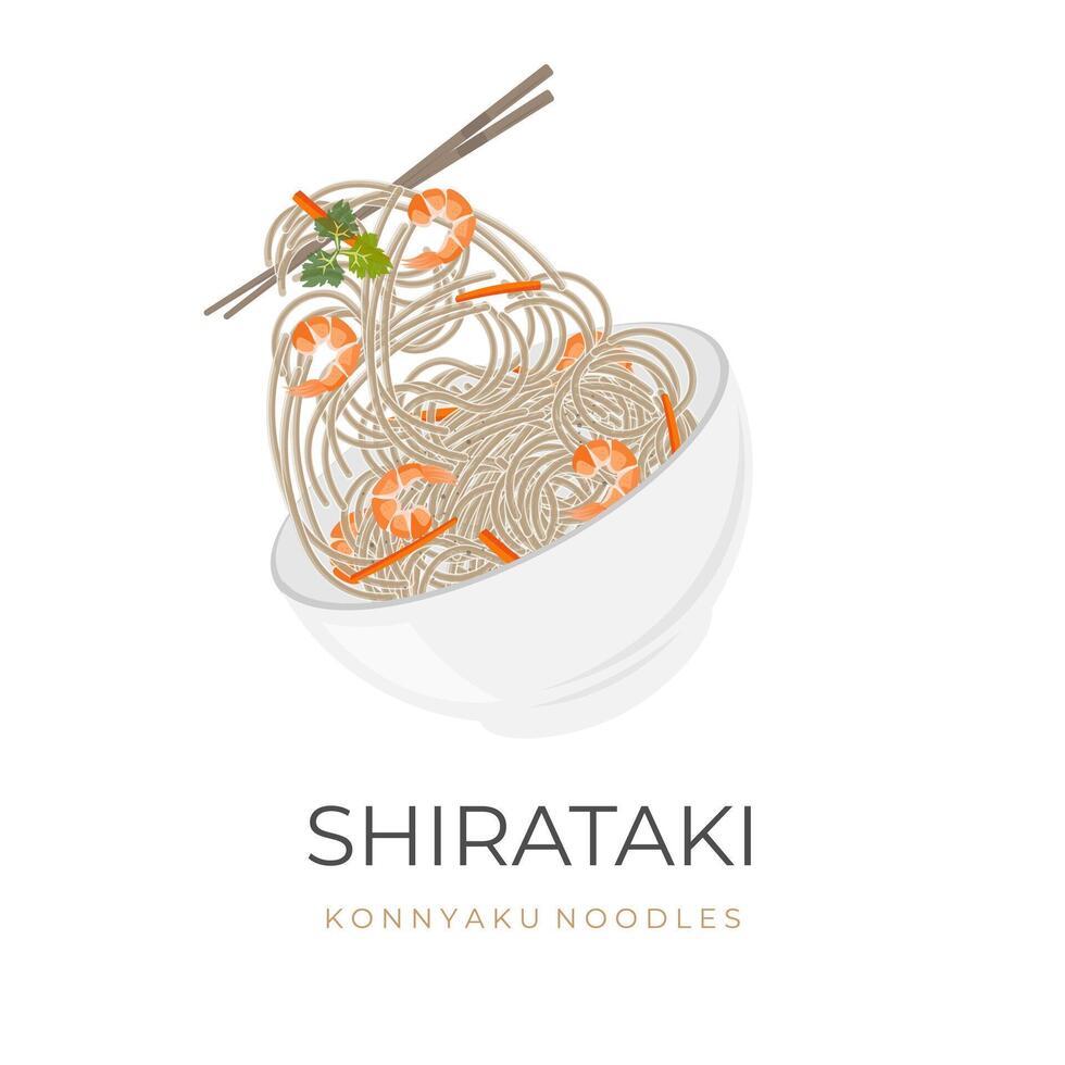 lévitation shirataki nouilles ou Konjac nouilles vecteur illustration logo