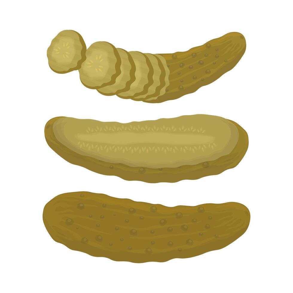 entier et Couper mariné concombre vecteur illustration logo