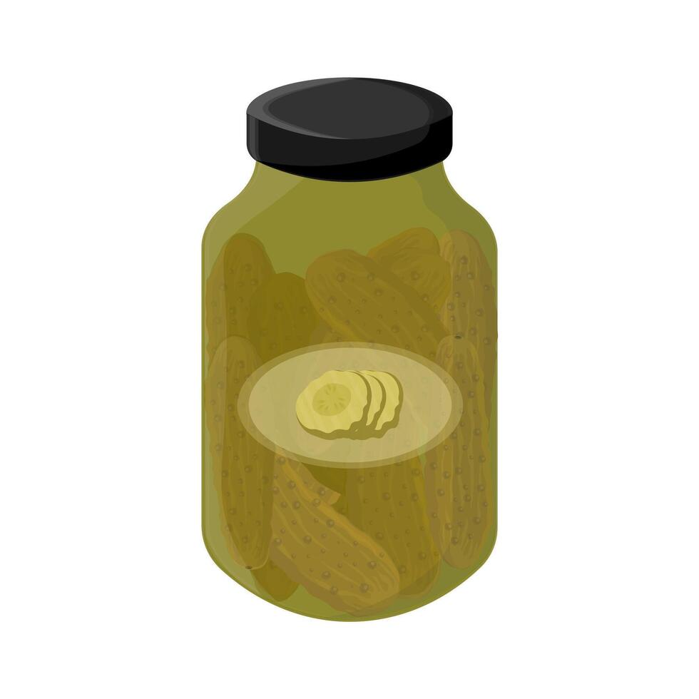 vecteur illustration de Frais mariné concombres dans une pot