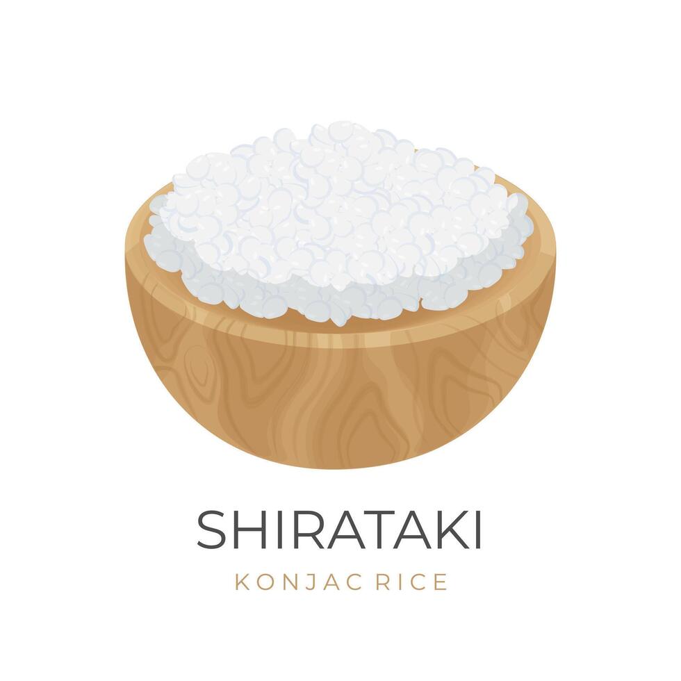 vecteur illustration logo shirataki riz Konjac riz sur une en bois bol