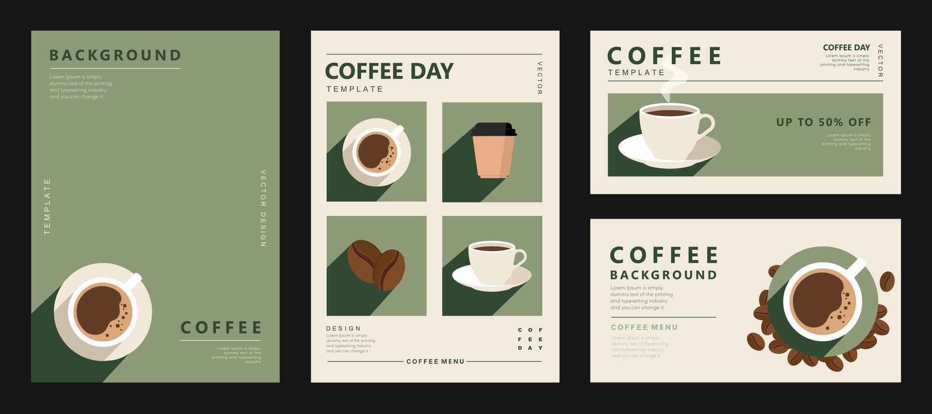 ensemble de esquisser bannières avec café des haricots sur minimal Contexte pour faire-part, cartes, bannière, affiche, couverture, café menu ou un autre modèle conception. vecteur illustration.