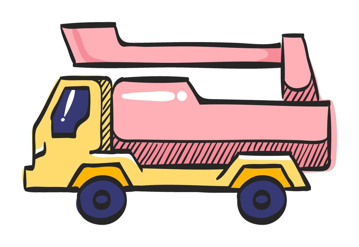 pompier voiture icône dans main tiré Couleur vecteur illustration