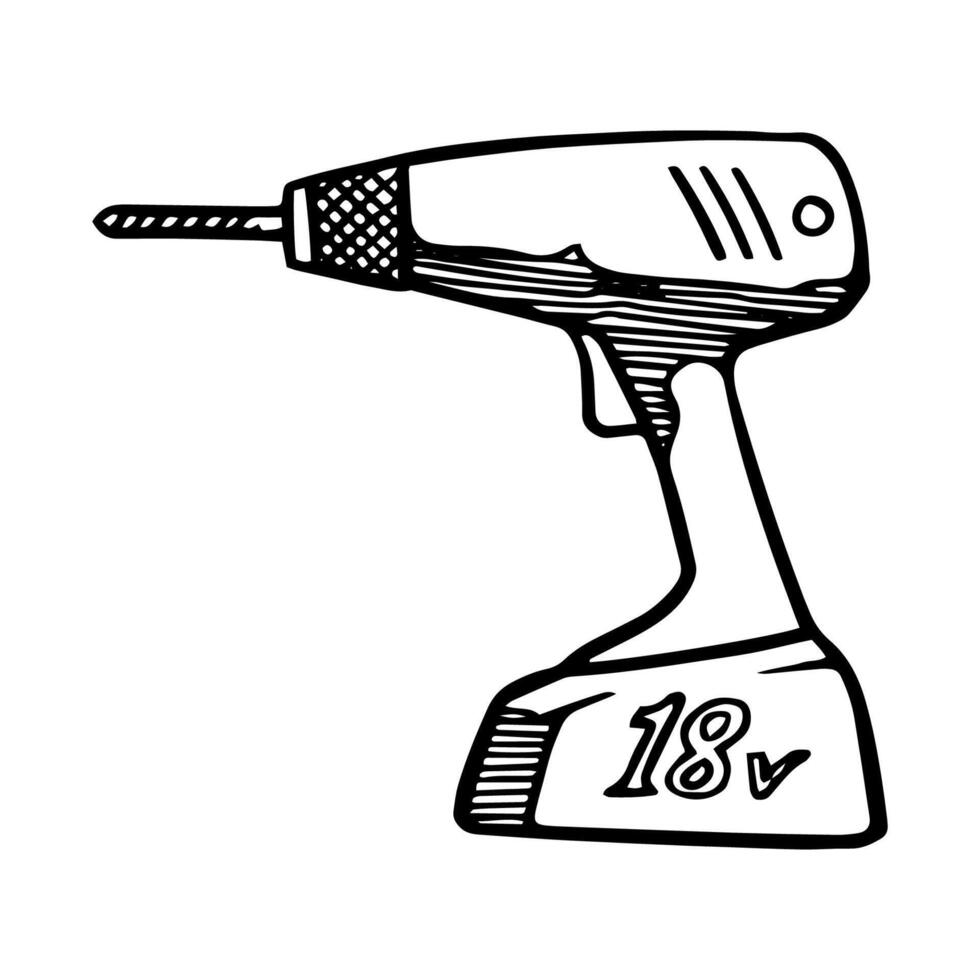 électrique percer icône. main tiré vecteur illustration.