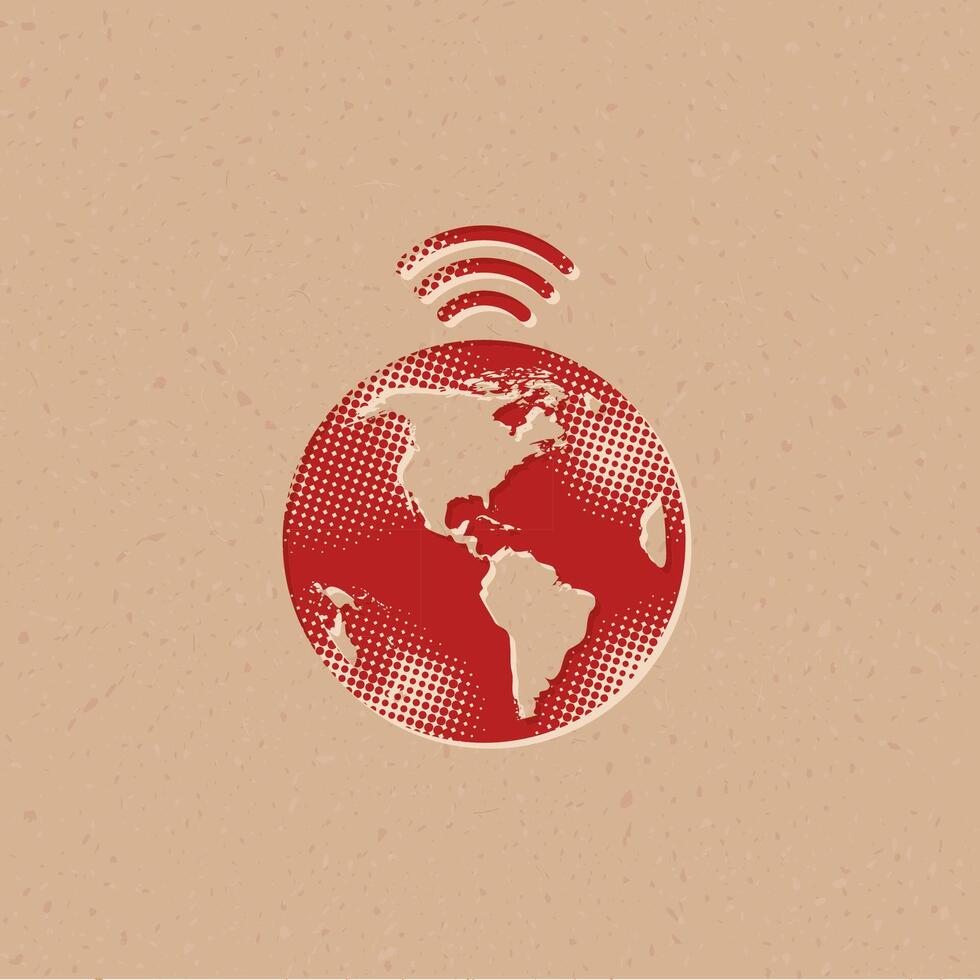 globe Podcast demi-teinte style icône avec grunge Contexte vecteur illustration
