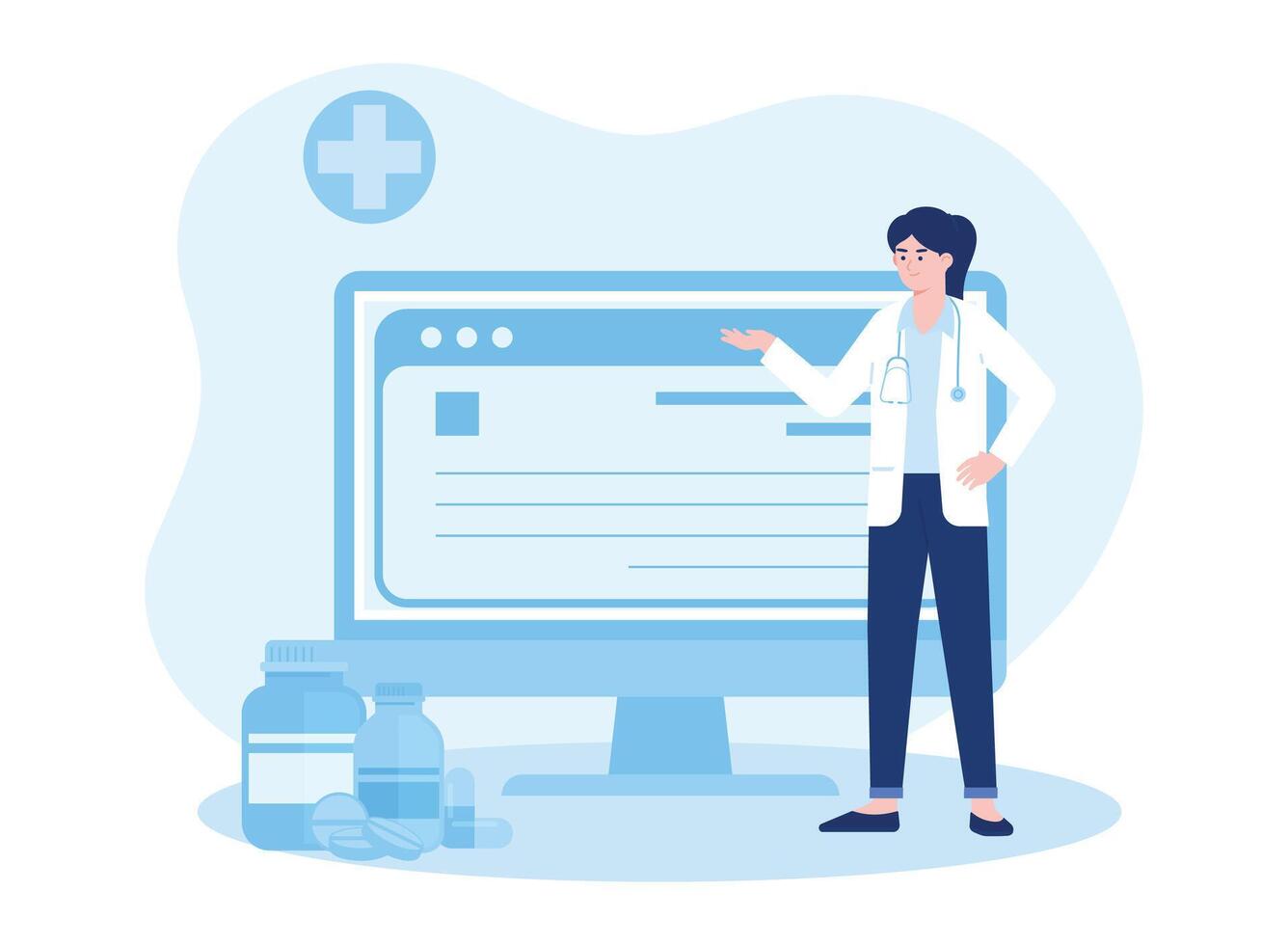 en ligne consultation avec une médecin concept plat illustration vecteur