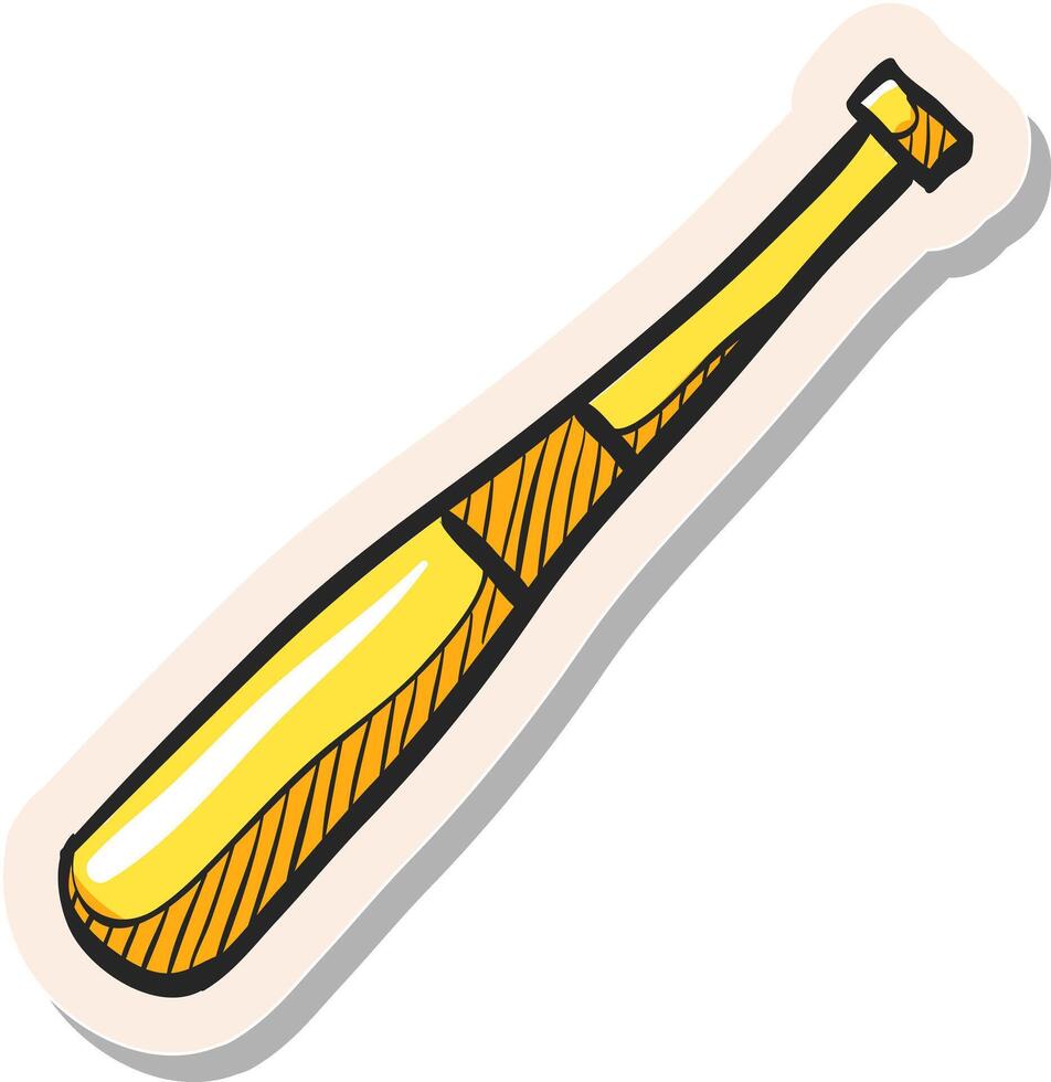 main tiré base-ball chauve souris icône dans autocollant style vecteur illustration