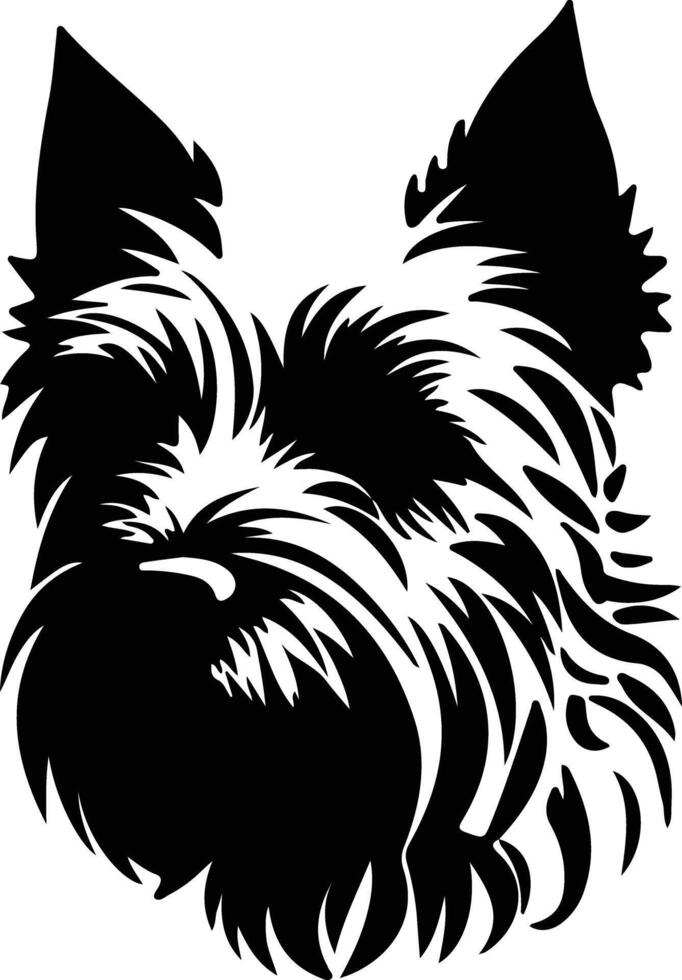 cairn terrier silhouette portrait vecteur