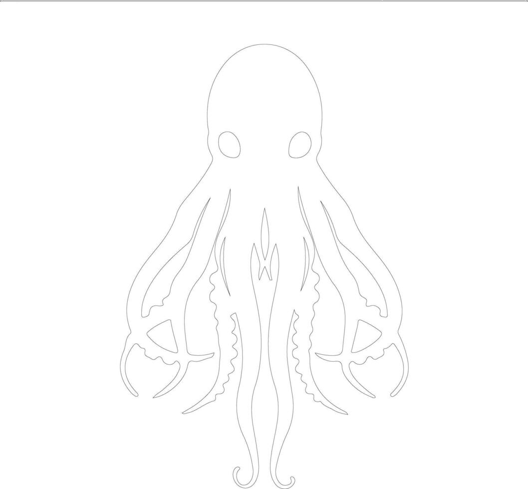 calamar contour silhouette vecteur