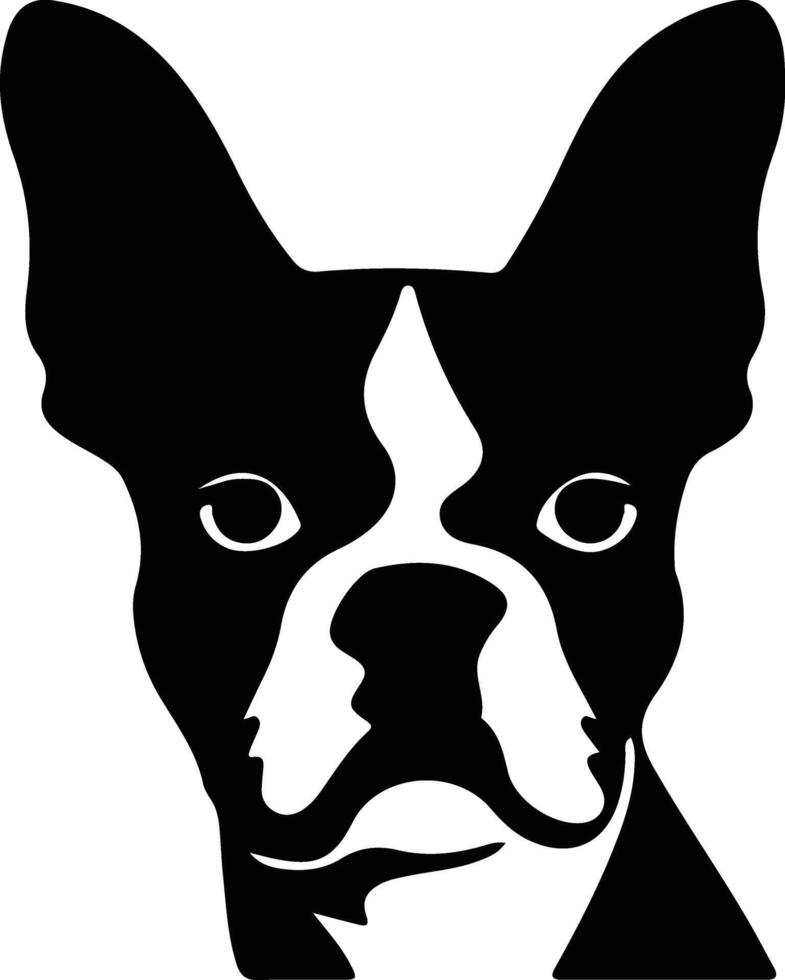 Boston terrier silhouette portrait vecteur