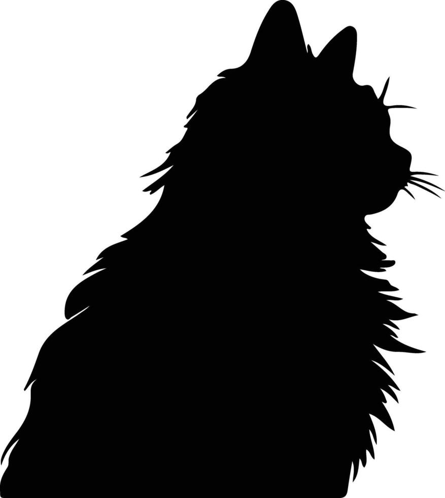 Britanique cheveux longs chat silhouette portrait vecteur